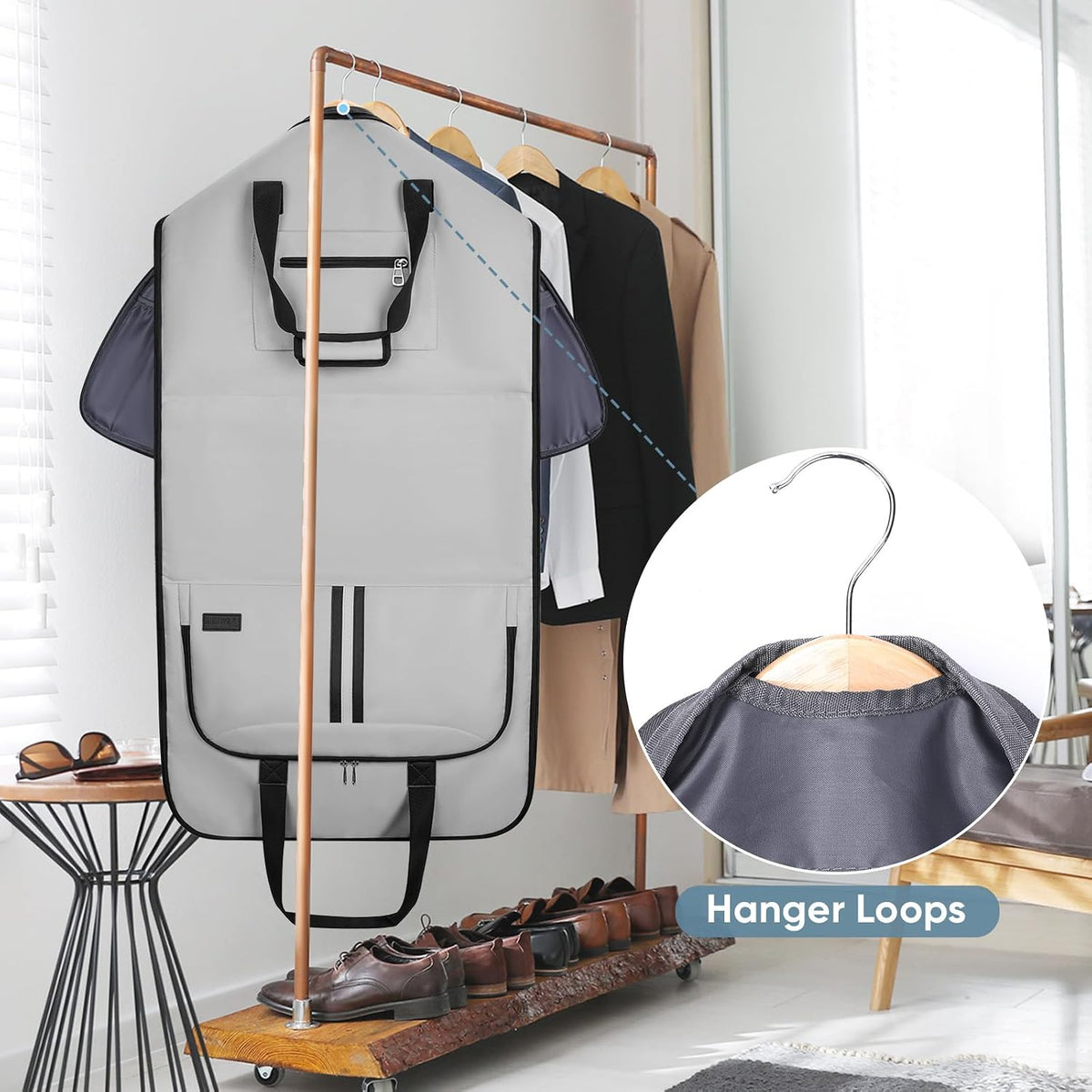 Travel Garment Bag, Travel Suit Bag for Men, Water Resistant Carry on Garment Bag for Hanging Clothes, Garment Duffel Bag for Travel Business (Pure Black-Convertible)