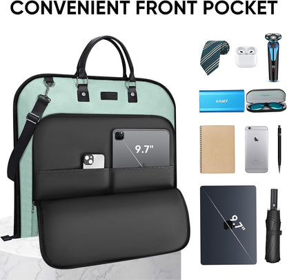 Travel Garment Bag, Travel Suit Bag for Men, Water Resistant Carry on Garment Bag for Hanging Clothes, Garment Duffel Bag for Travel Business (Pure Black-Convertible)