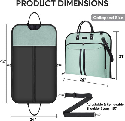 Travel Garment Bag, Travel Suit Bag for Men, Water Resistant Carry on Garment Bag for Hanging Clothes, Garment Duffel Bag for Travel Business (Pure Black-Convertible)