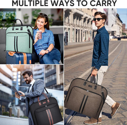 Travel Garment Bag, Travel Suit Bag for Men, Water Resistant Carry on Garment Bag for Hanging Clothes, Garment Duffel Bag for Travel Business (Pure Black-Convertible)