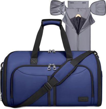 Travel Garment Bag, Travel Suit Bag for Men, Water Resistant Carry on Garment Bag for Hanging Clothes, Garment Duffel Bag for Travel Business (Pure Black-Convertible)