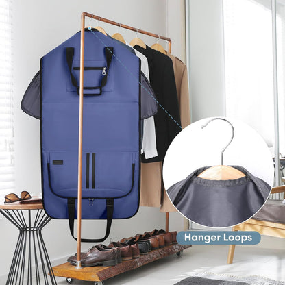 Travel Garment Bag, Travel Suit Bag for Men, Water Resistant Carry on Garment Bag for Hanging Clothes, Garment Duffel Bag for Travel Business (Pure Black-Convertible)