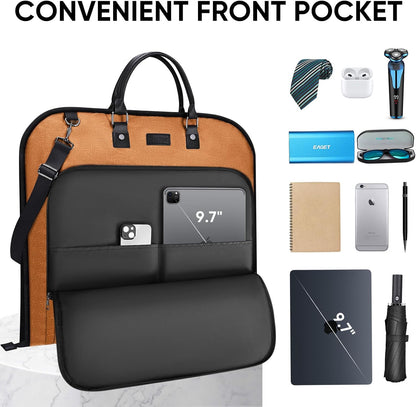Travel Garment Bag, Travel Suit Bag for Men, Water Resistant Carry on Garment Bag for Hanging Clothes, Garment Duffel Bag for Travel Business (Pure Black-Convertible)