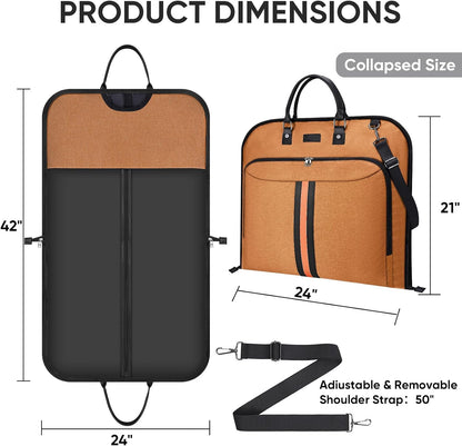 Travel Garment Bag, Travel Suit Bag for Men, Water Resistant Carry on Garment Bag for Hanging Clothes, Garment Duffel Bag for Travel Business (Pure Black-Convertible)