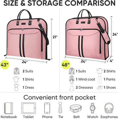 Travel Garment Bag, Travel Suit Bag for Men, Water Resistant Carry on Garment Bag for Hanging Clothes, Garment Duffel Bag for Travel Business (Pure Black-Convertible)