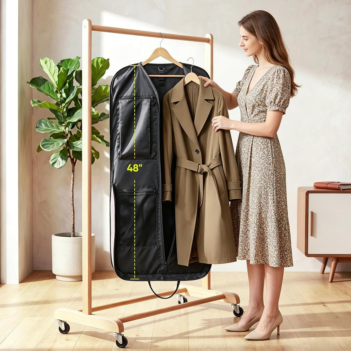 Travel Garment Bag, Travel Suit Bag for Men, Water Resistant Carry on Garment Bag for Hanging Clothes, Garment Duffel Bag for Travel Business (Pure Black-Convertible)