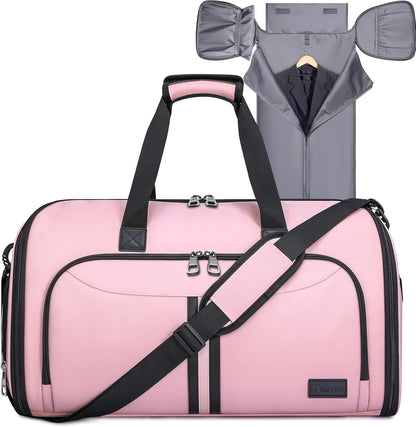 Travel Garment Bag, Travel Suit Bag for Men, Water Resistant Carry on Garment Bag for Hanging Clothes, Garment Duffel Bag for Travel Business (Pure Black-Convertible)
