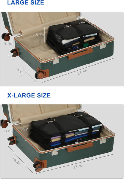 Hanging Packing Cubes Portable Travel Closet Collapsible Compression Clothes Organizer with Built in Shelves for Carry-on Luggage Suitcase Wardrobe X-Large_17.1 * 11.8 * 24.4 IN, Black