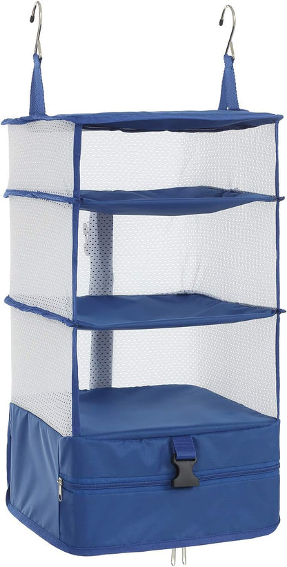 Hanging Packing Cubes Portable Travel Closet Collapsible Compression Clothes Organizer with Built in Shelves for Carry-on Luggage Suitcase Wardrobe X-Large_17.1 * 11.8 * 24.4 IN, Black