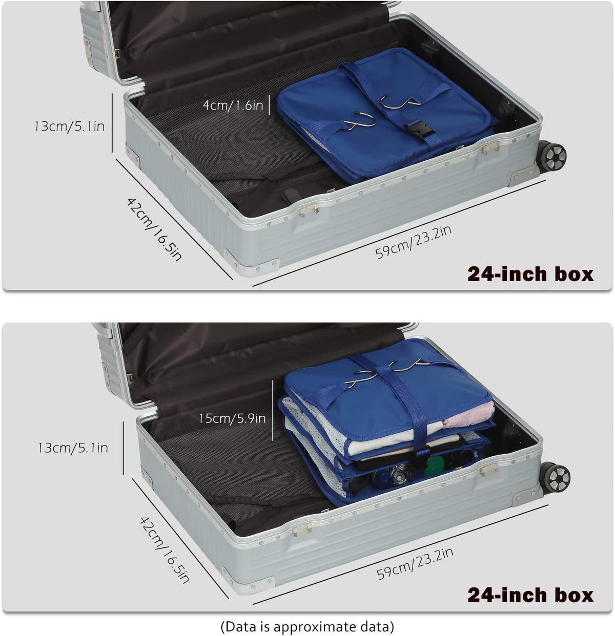 Hanging Packing Cubes Portable Travel Closet Collapsible Compression Clothes Organizer with Built in Shelves for Carry-on Luggage Suitcase Wardrobe X-Large_17.1 * 11.8 * 24.4 IN, Black