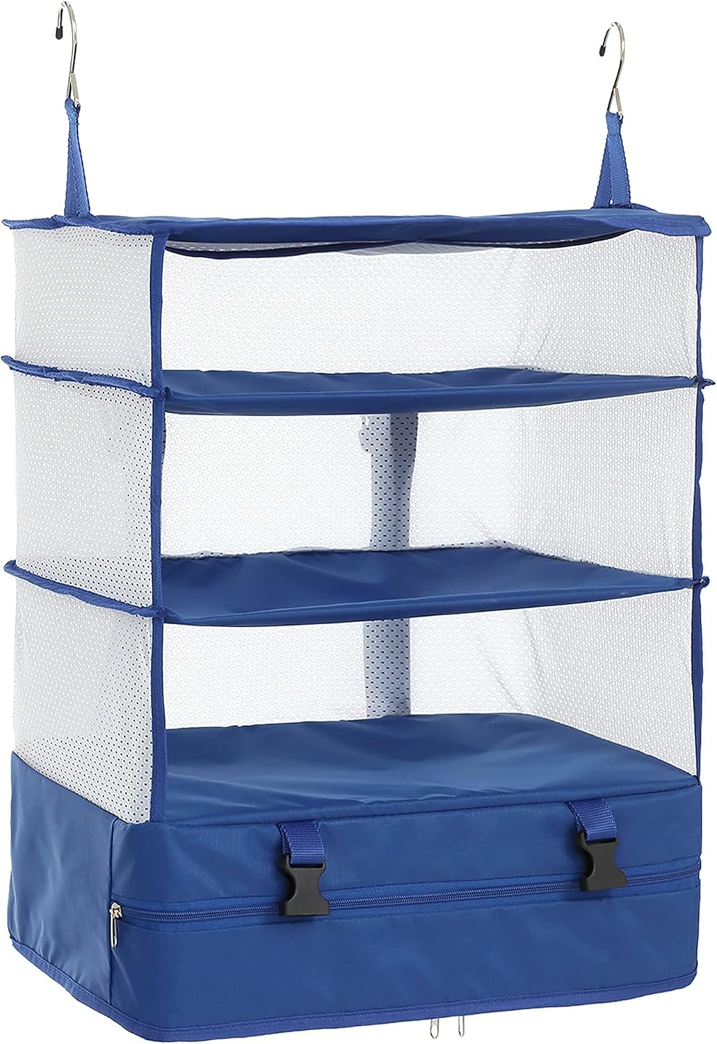 Hanging Packing Cubes Portable Travel Closet Collapsible Compression Clothes Organizer with Built in Shelves for Carry-on Luggage Suitcase Wardrobe X-Large_17.1 * 11.8 * 24.4 IN, Black