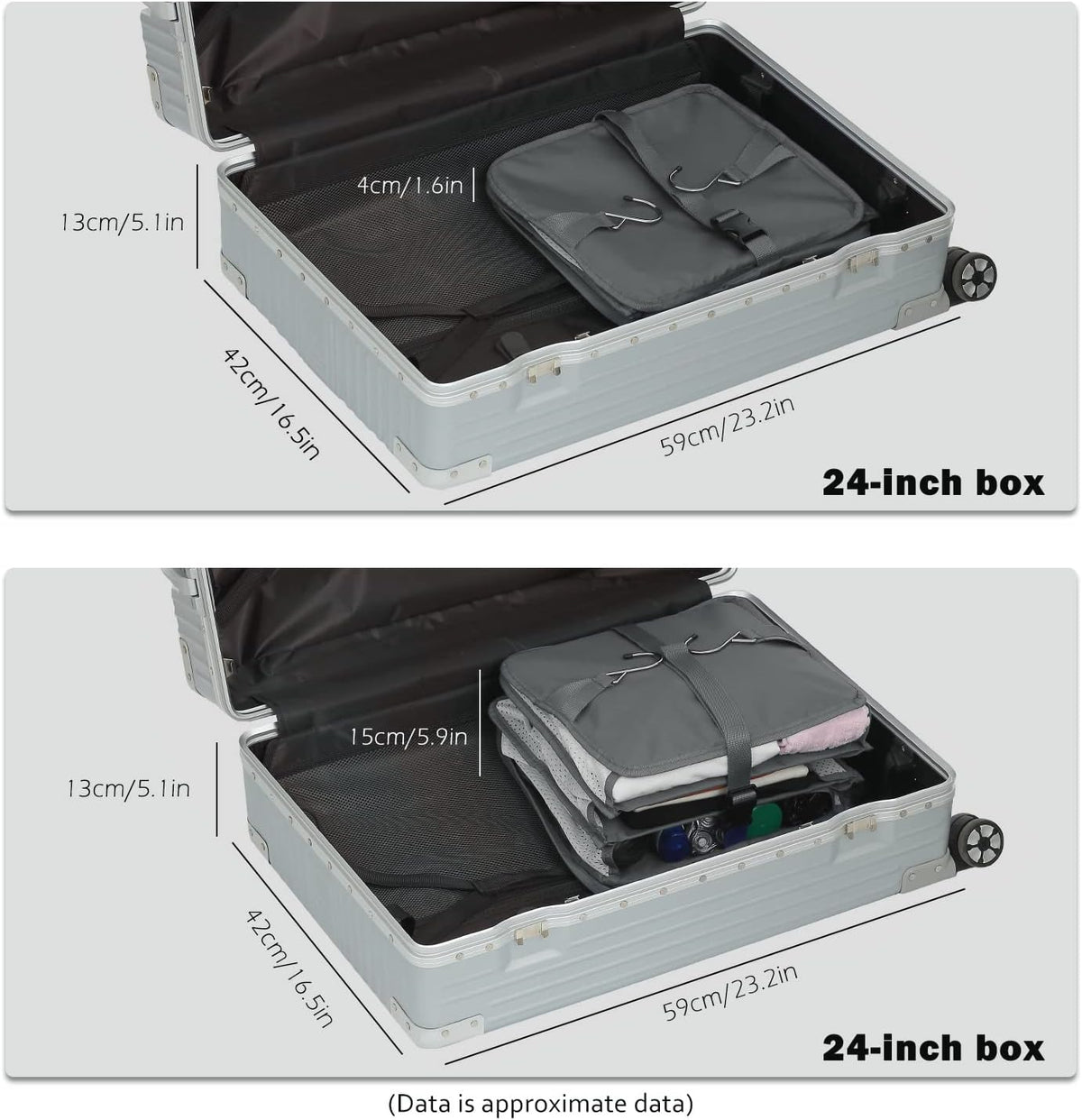 Hanging Packing Cubes Portable Travel Closet Collapsible Compression Clothes Organizer with Built in Shelves for Carry-on Luggage Suitcase Wardrobe X-Large_17.1 * 11.8 * 24.4 IN, Black