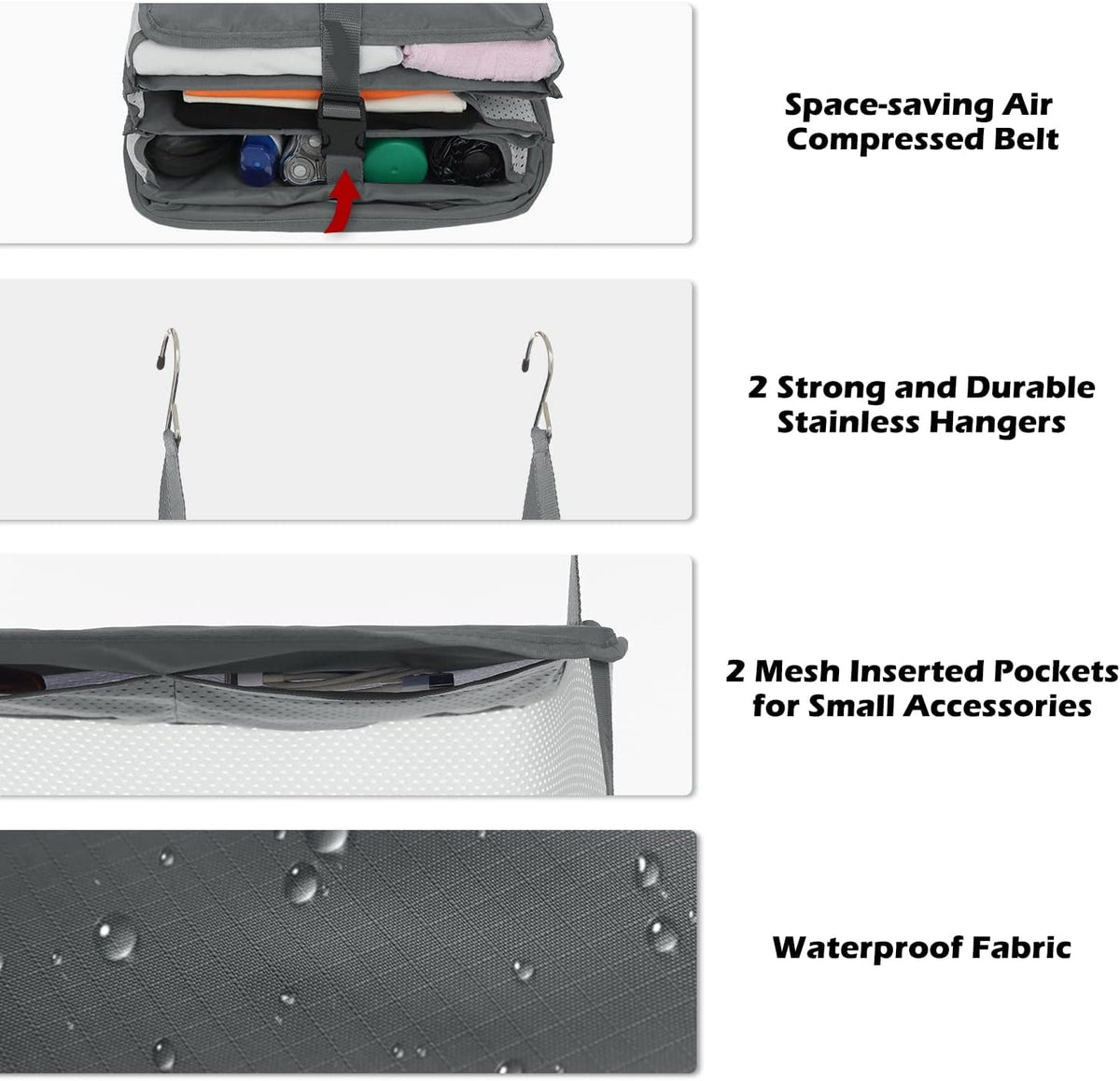 Hanging Packing Cubes Portable Travel Closet Collapsible Compression Clothes Organizer with Built in Shelves for Carry-on Luggage Suitcase Wardrobe X-Large_17.1 * 11.8 * 24.4 IN, Black