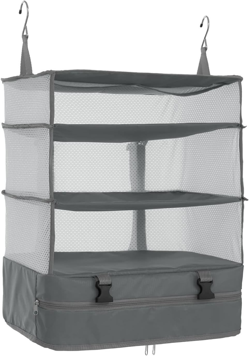 Hanging Packing Cubes Portable Travel Closet Collapsible Compression Clothes Organizer with Built in Shelves for Carry-on Luggage Suitcase Wardrobe X-Large_17.1 * 11.8 * 24.4 IN, Black