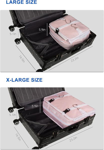 Hanging Packing Cubes Portable Travel Closet Collapsible Compression Clothes Organizer with Built in Shelves for Carry-on Luggage Suitcase Wardrobe X-Large_17.1 * 11.8 * 24.4 IN, Black