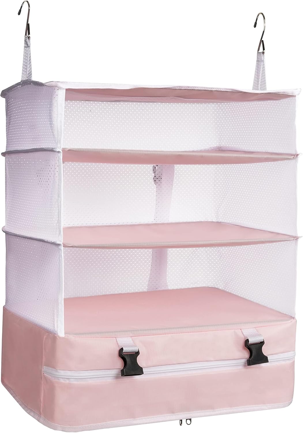 Hanging Packing Cubes Portable Travel Closet Collapsible Compression Clothes Organizer with Built in Shelves for Carry-on Luggage Suitcase Wardrobe X-Large_17.1 * 11.8 * 24.4 IN, Black