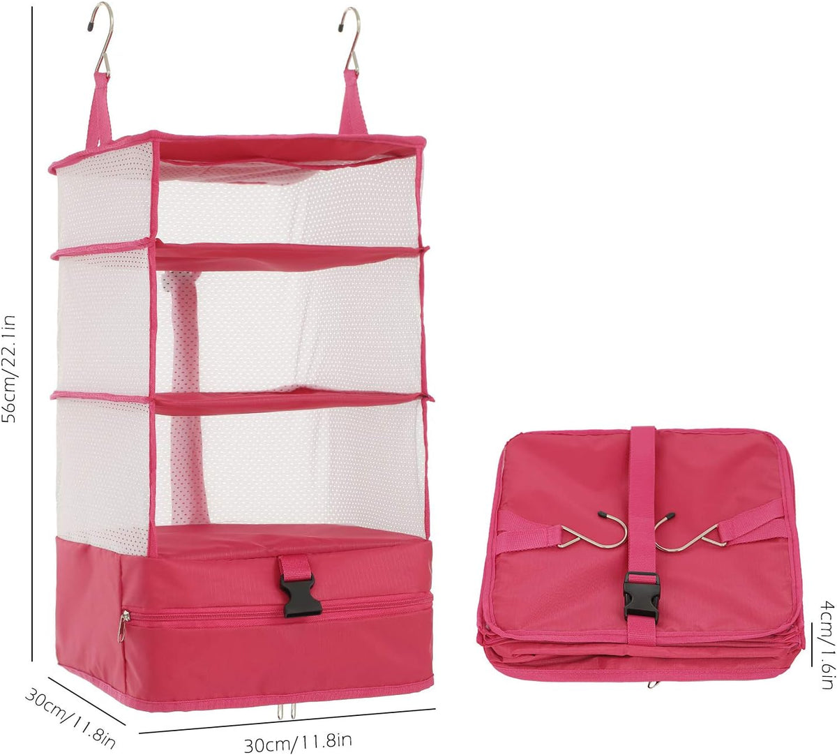 Hanging Packing Cubes Portable Travel Closet Collapsible Compression Clothes Organizer with Built in Shelves for Carry-on Luggage Suitcase Wardrobe X-Large_17.1 * 11.8 * 24.4 IN, Black