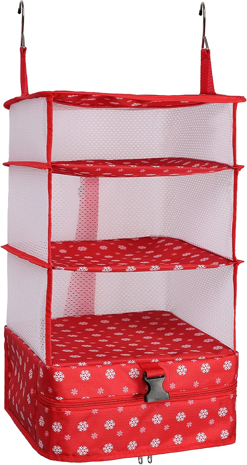 Hanging Packing Cubes Portable Travel Closet Collapsible Compression Clothes Organizer with Built in Shelves for Carry-on Luggage Suitcase Wardrobe X-Large_17.1 * 11.8 * 24.4 IN, Black