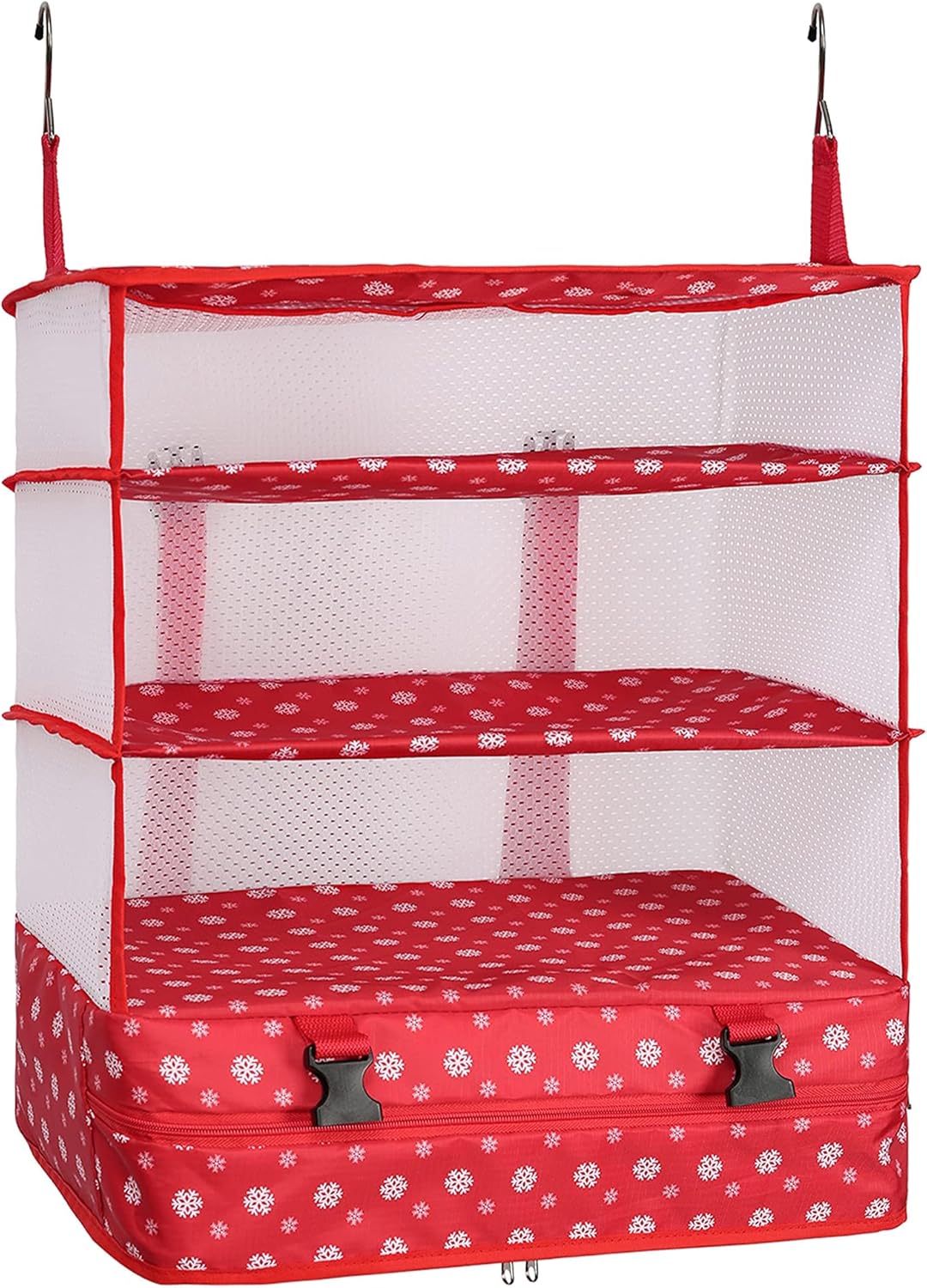 Hanging Packing Cubes Portable Travel Closet Collapsible Compression Clothes Organizer with Built in Shelves for Carry-on Luggage Suitcase Wardrobe X-Large_17.1 * 11.8 * 24.4 IN, Black