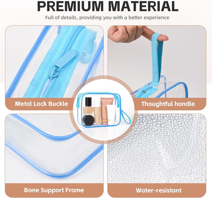Clear Makeup Bag,2 Pack TSA Approved Toiletry Bag Travel Toiletry Bag Hanging Makeup Cosmetic bag for Women Men (Black).