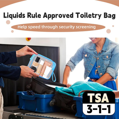 Clear Makeup Bag,2 Pack TSA Approved Toiletry Bag Travel Toiletry Bag Hanging Makeup Cosmetic bag for Women Men (Black).