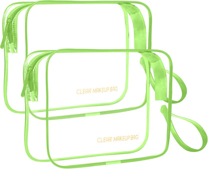 Clear Makeup Bag,2 Pack TSA Approved Toiletry Bag Travel Toiletry Bag Hanging Makeup Cosmetic bag for Women Men (Black).