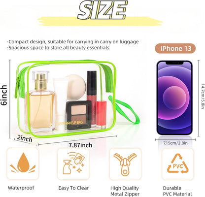 Clear Makeup Bag,2 Pack TSA Approved Toiletry Bag Travel Toiletry Bag Hanging Makeup Cosmetic bag for Women Men (Black).