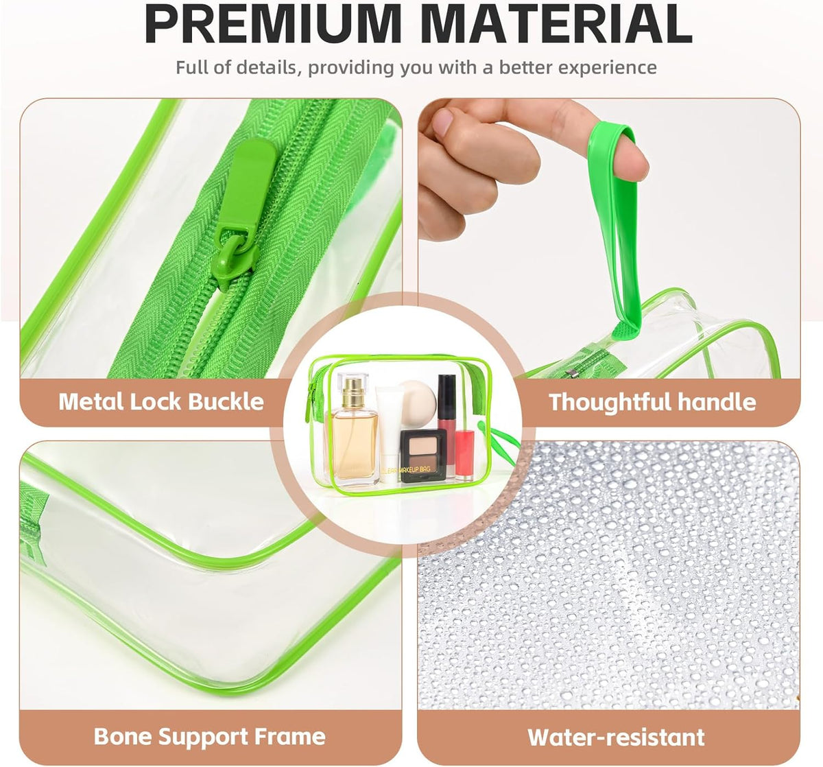 Clear Makeup Bag,2 Pack TSA Approved Toiletry Bag Travel Toiletry Bag Hanging Makeup Cosmetic bag for Women Men (Black).