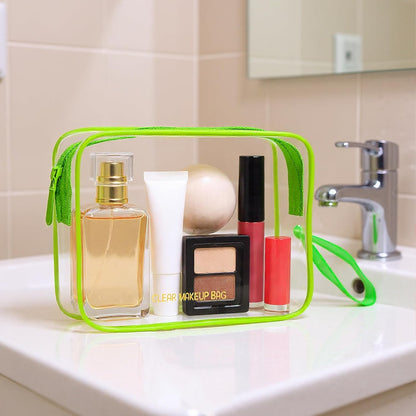Clear Makeup Bag,2 Pack TSA Approved Toiletry Bag Travel Toiletry Bag Hanging Makeup Cosmetic bag for Women Men (Black).