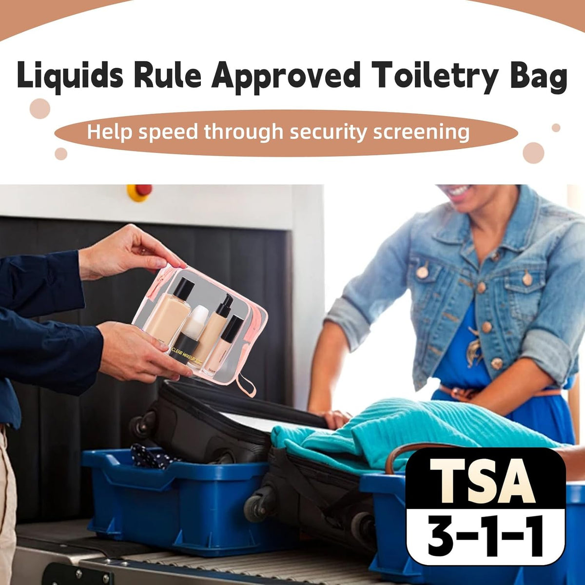 Clear Makeup Bag,2 Pack TSA Approved Toiletry Bag Travel Toiletry Bag Hanging Makeup Cosmetic bag for Women Men (Black).