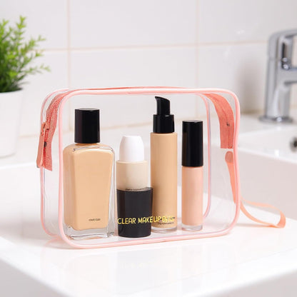 Clear Makeup Bag,2 Pack TSA Approved Toiletry Bag Travel Toiletry Bag Hanging Makeup Cosmetic bag for Women Men (Black).