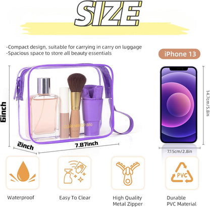 Clear Makeup Bag,2 Pack TSA Approved Toiletry Bag Travel Toiletry Bag Hanging Makeup Cosmetic bag for Women Men (Black).