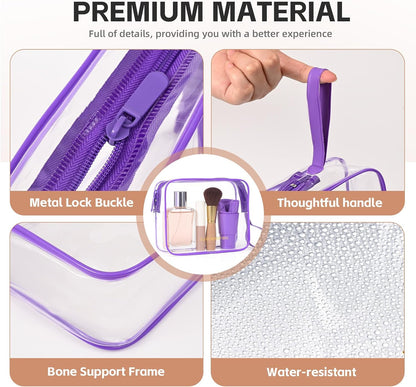 Clear Makeup Bag,2 Pack TSA Approved Toiletry Bag Travel Toiletry Bag Hanging Makeup Cosmetic bag for Women Men (Black).