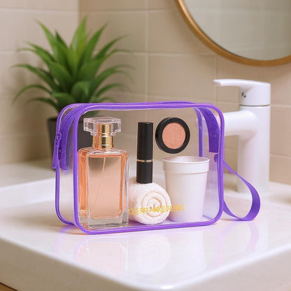 Clear Makeup Bag,2 Pack TSA Approved Toiletry Bag Travel Toiletry Bag Hanging Makeup Cosmetic bag for Women Men (Black).