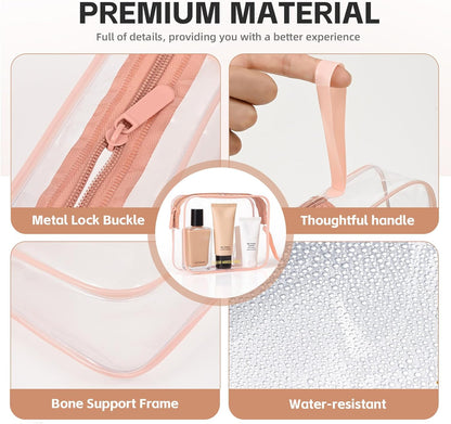 Clear Makeup Bag,2 Pack TSA Approved Toiletry Bag Travel Toiletry Bag Hanging Makeup Cosmetic bag for Women Men (Black).