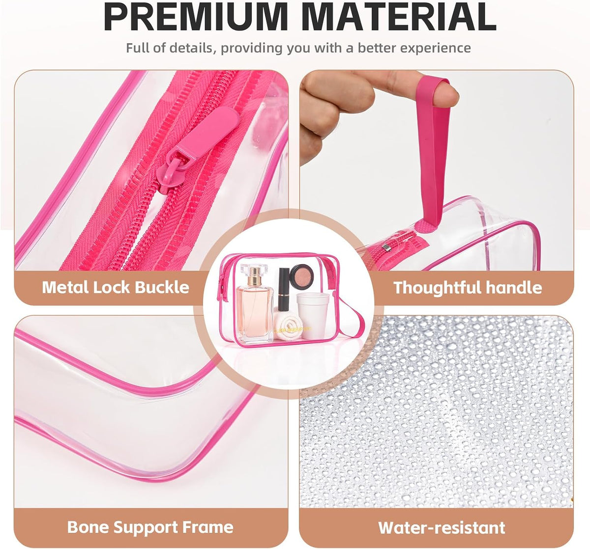 Clear Makeup Bag,2 Pack TSA Approved Toiletry Bag Travel Toiletry Bag Hanging Makeup Cosmetic bag for Women Men (Black).