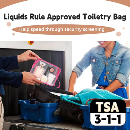 Clear Makeup Bag,2 Pack TSA Approved Toiletry Bag Travel Toiletry Bag Hanging Makeup Cosmetic bag for Women Men (Black).