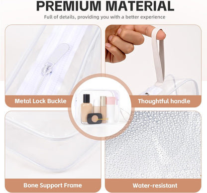 Clear Makeup Bag,2 Pack TSA Approved Toiletry Bag Travel Toiletry Bag Hanging Makeup Cosmetic bag for Women Men (Black).