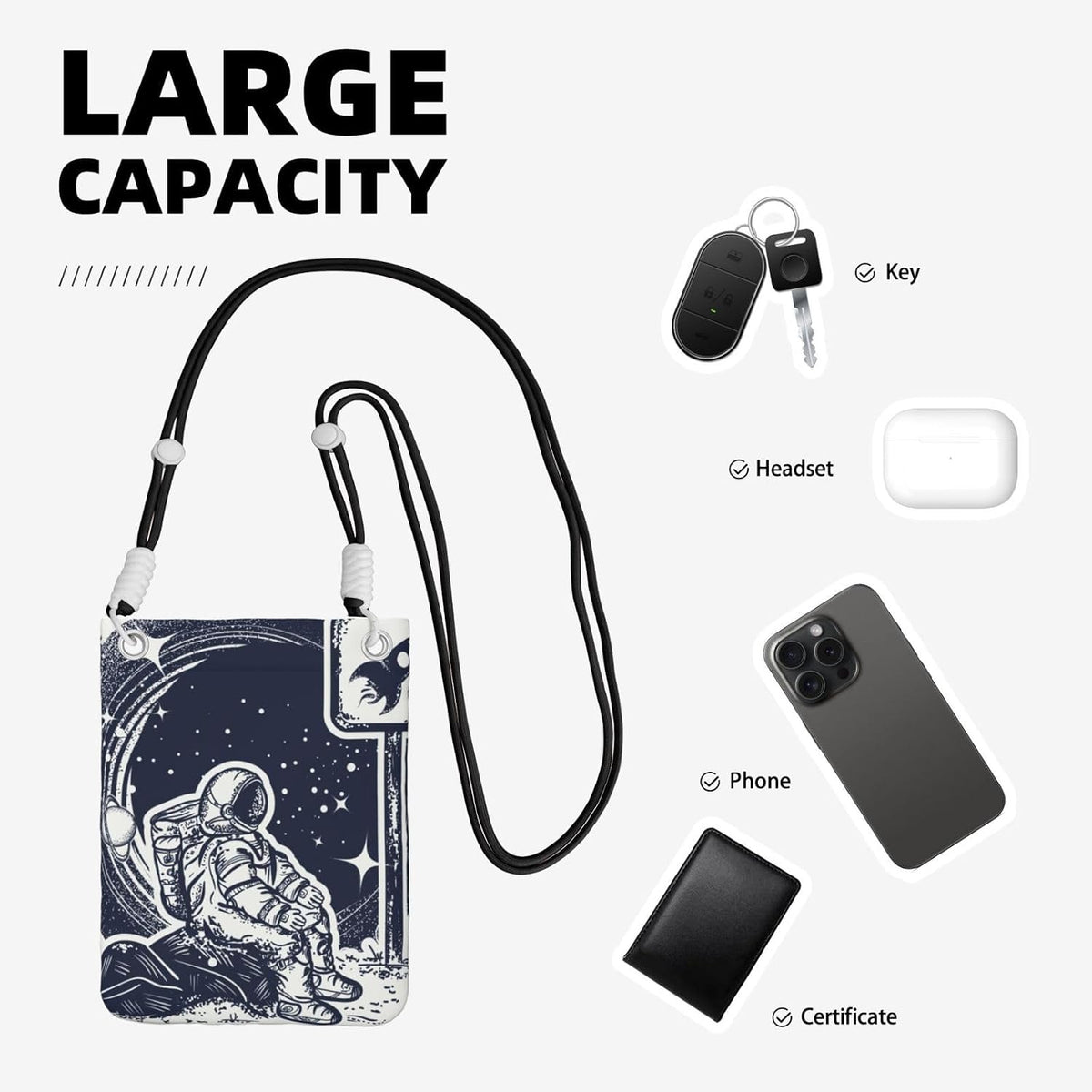 Space Tourism for Crossbody Phone Bag, Small & Lightweight Crossbody Purse for Women with Adjustable Strap, Water-Resistant Daily Commuter Bag for Phone, Wallet, Keys