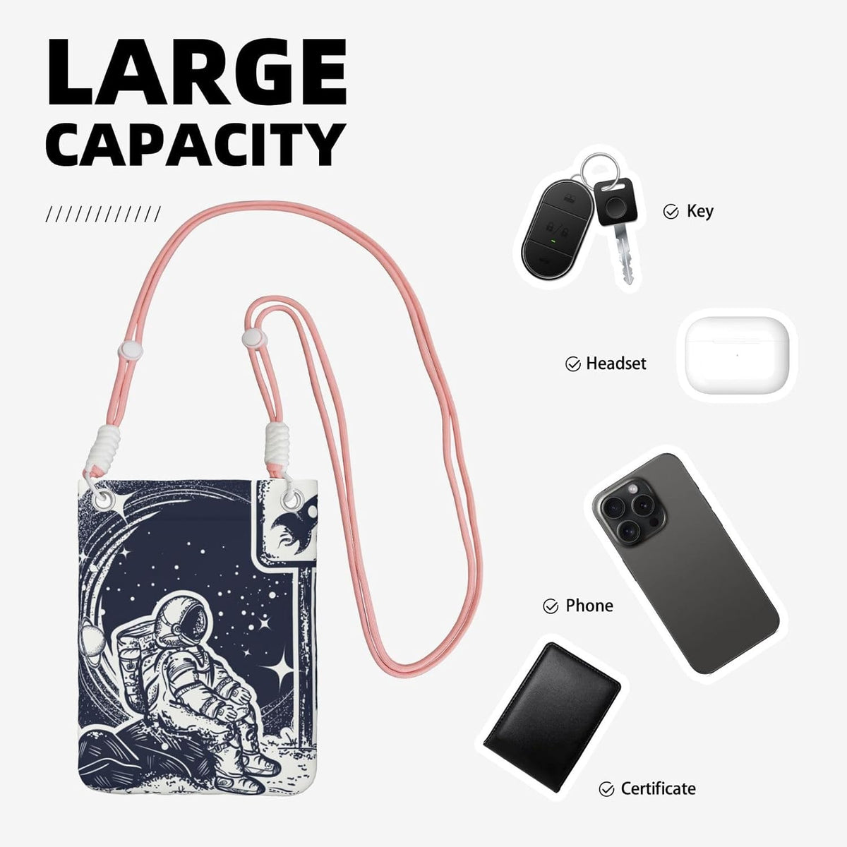 Space Tourism for Crossbody Phone Bag, Small & Lightweight Crossbody Purse for Women with Adjustable Strap, Water-Resistant Daily Commuter Bag for Phone, Wallet, Keys