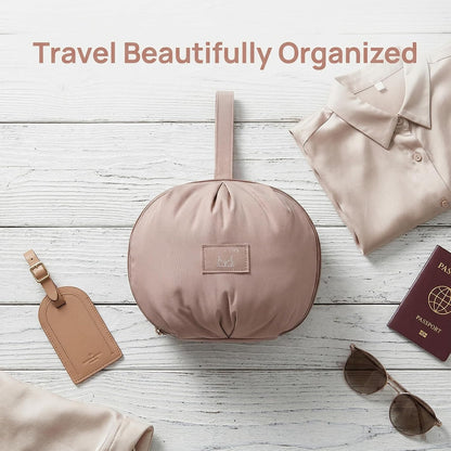 Lingerie Storage Bag Set, 2026 New Multi-Compartment Portable Travel Underwear Organizer Bag for Women, Spherical Underwear Packing Cube with Handle, Bra and Sock Travel Case (Beige)