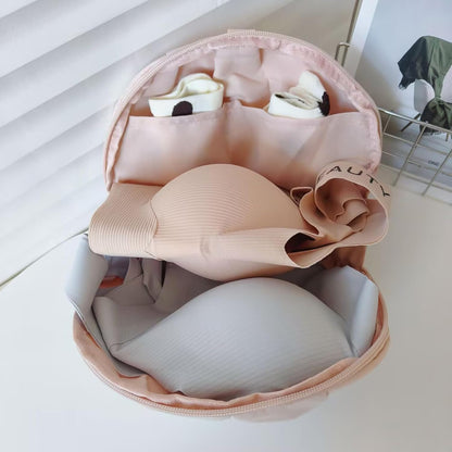 Lingerie Storage Bag Set, 2026 New Multi-Compartment Portable Travel Underwear Organizer Bag for Women, Spherical Underwear Packing Cube with Handle, Bra and Sock Travel Case (Beige)