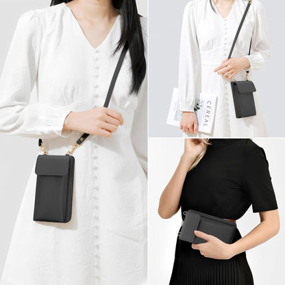 Leather Passport Wallet Crossbody Phone Bag, RFID Blocking Passport Holder Credit Cards Case for Women