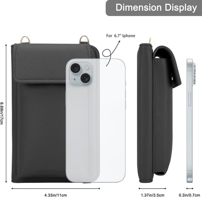 Leather Passport Wallet Crossbody Phone Bag, RFID Blocking Passport Holder Credit Cards Case for Women