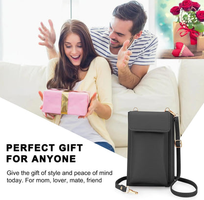 Leather Passport Wallet Crossbody Phone Bag, RFID Blocking Passport Holder Credit Cards Case for Women