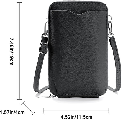 Leather Passport Wallet Crossbody Phone Bag, RFID Blocking Passport Holder Credit Cards Case for Women