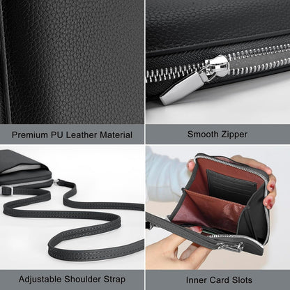 Leather Passport Wallet Crossbody Phone Bag, RFID Blocking Passport Holder Credit Cards Case for Women