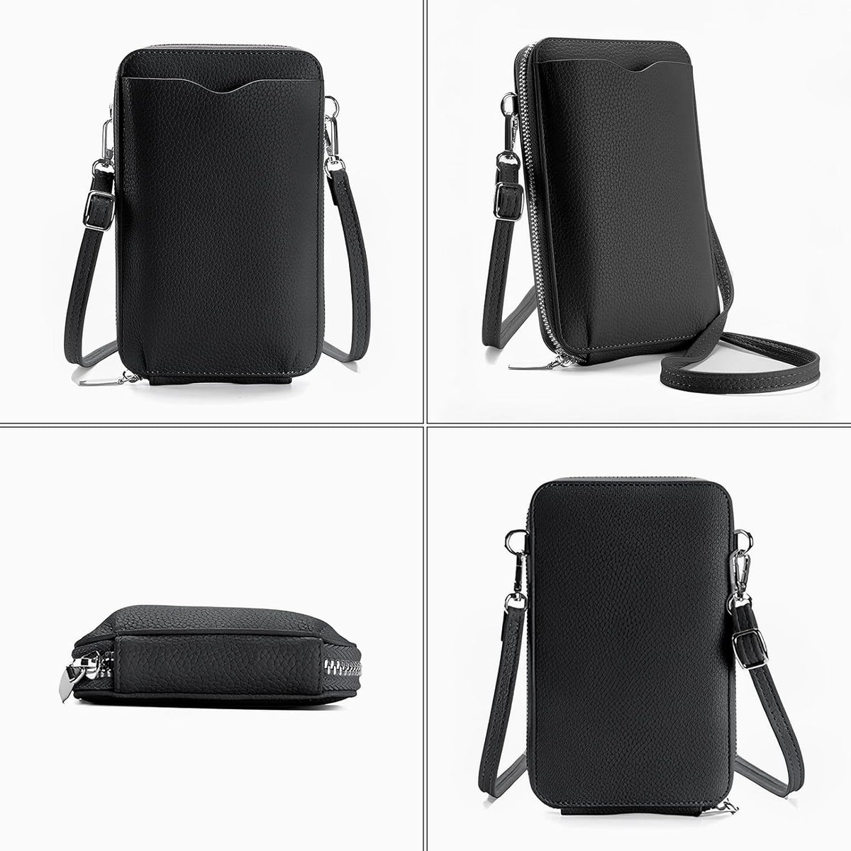 Leather Passport Wallet Crossbody Phone Bag, RFID Blocking Passport Holder Credit Cards Case for Women