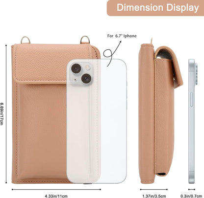 Leather Passport Wallet Crossbody Phone Bag, RFID Blocking Passport Holder Credit Cards Case for Women