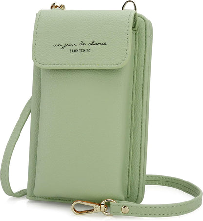 Leather Passport Wallet Crossbody Phone Bag, RFID Blocking Passport Holder Credit Cards Case for Women